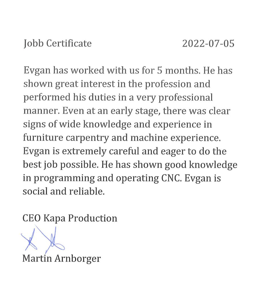 Recommendation for Evgen Susnik